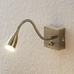 Lindby Væglamper > Jolka LED-læselampe, afbryder, antik messing