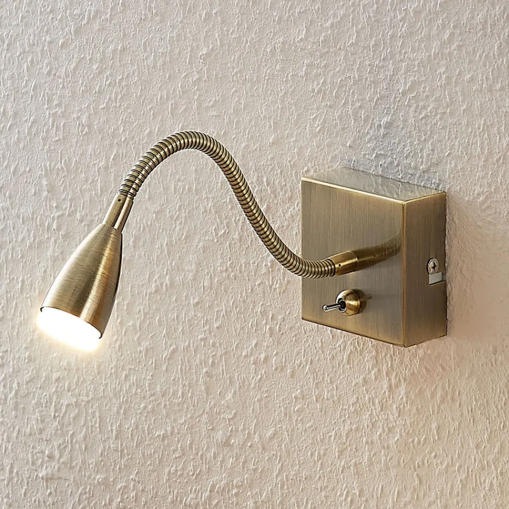 Lindby Væglamper > Jolka LED-læselampe, afbryder, antik messing