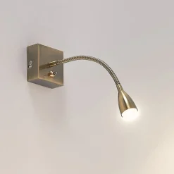 Lindby Væglamper > Jolka LED-læselampe, afbryder, antik messing