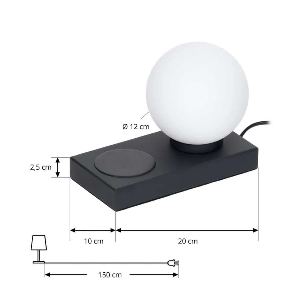 Lindby Arbejdsrum/Kontor|Bordlamper > Junis bordlampe, sort, opladningsfunktion