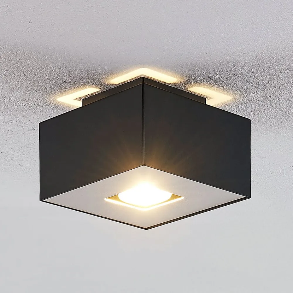 Lindby Loftlamper|Loftlamper > Kasi loftlampe, sort, 1 lyskilde, 14 x 14cm