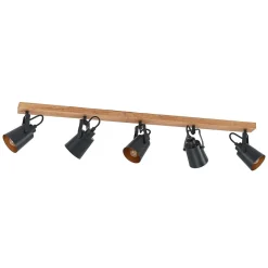 Lindby Loftlamper|Spotlights > Kimban loftspot, 5 lyskilder, 106 cm, træ, metal