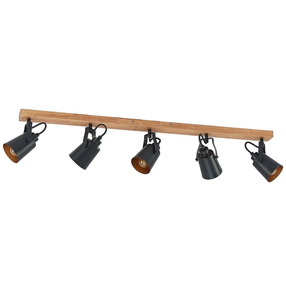 Lindby Loftlamper|Spotlights > Kimban loftspot, 5 lyskilder, 106 cm, træ, metal