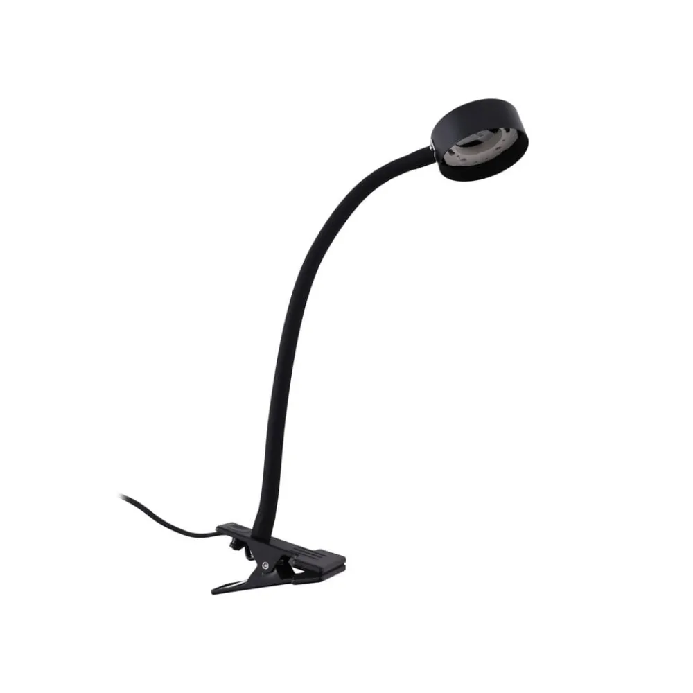 Lindby Arbejdsrum/Kontor > klemmelampe Jyla sort linse 3000K fleksibel arm GX53