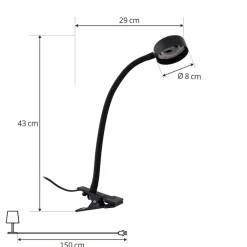 Lindby Arbejdsrum/Kontor > klemmelampe Jyla sort linse 3000K fleksibel arm GX53