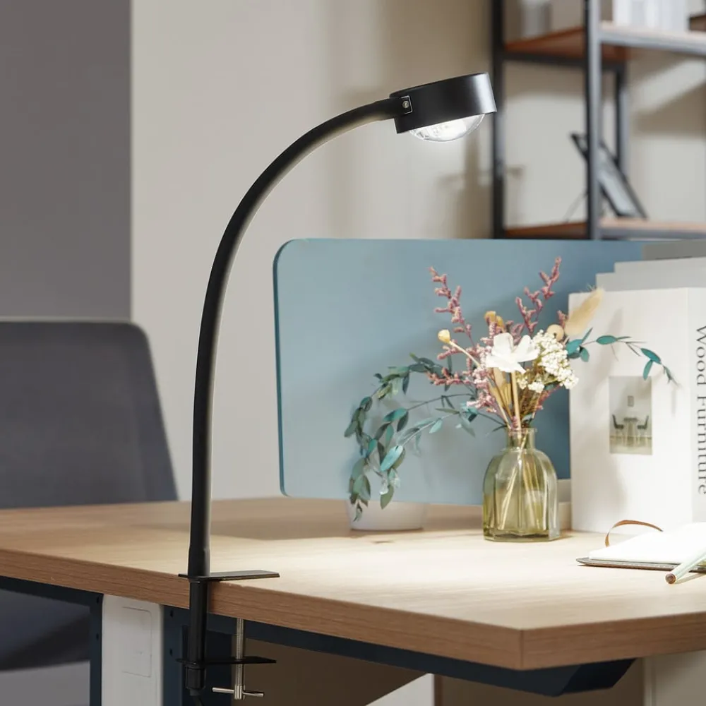 Lindby Arbejdsrum/Kontor|Bordlamper > klemmelampe Jyla, sort, linse, 3000K, GX53