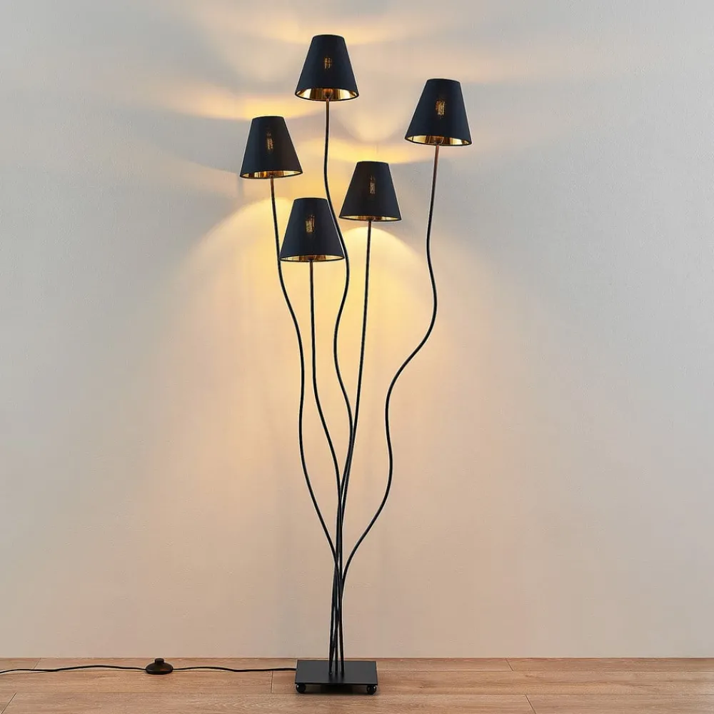 Lindby Gulvlamper > Komalie gulvlampe, 5 lyskilder, sort
