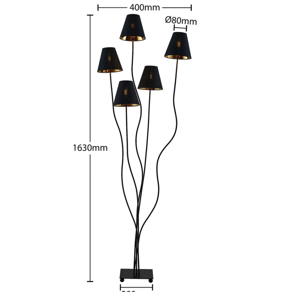 Lindby Gulvlamper > Komalie gulvlampe, 5 lyskilder, sort