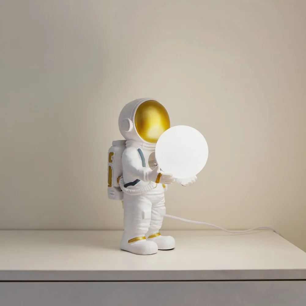 Lindby Bordlamper > Kosmo bordlampe, hvid/guld, keramik, glas