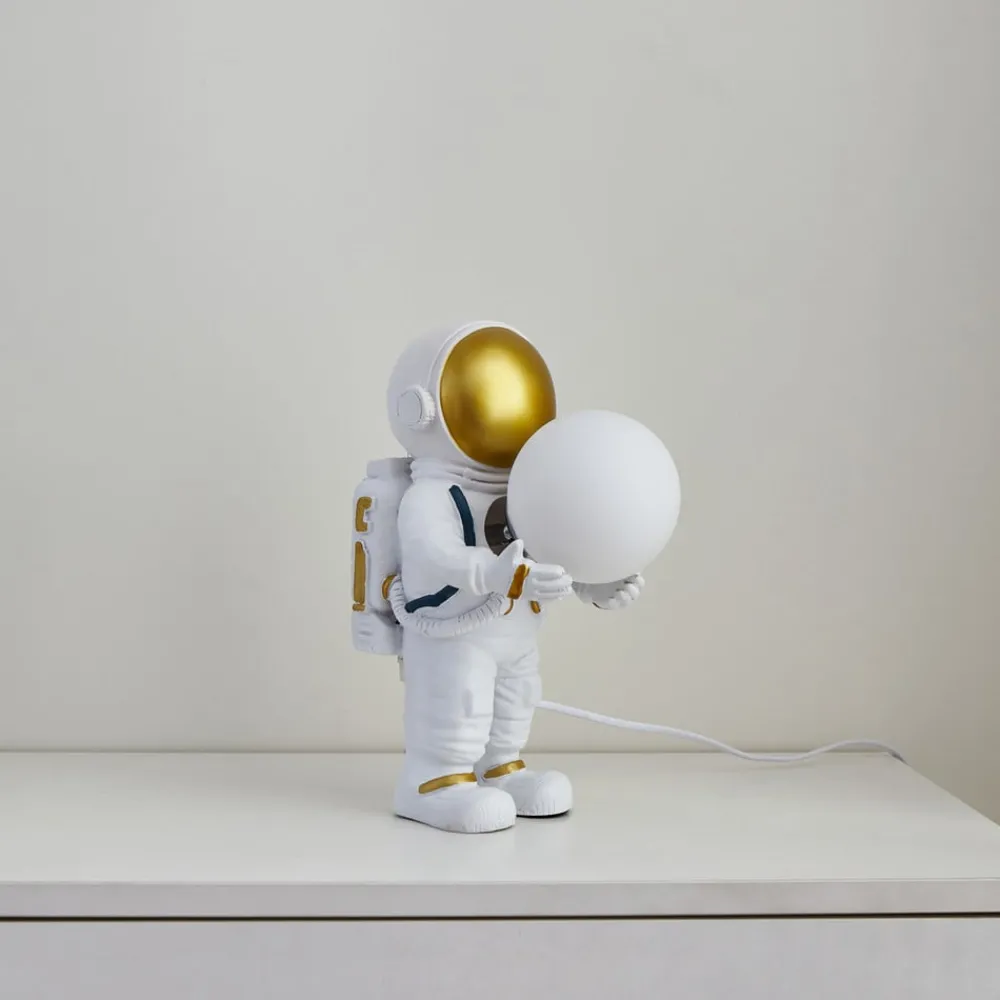 Lindby Bordlamper > Kosmo bordlampe, hvid/guld, keramik, glas