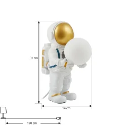 Lindby Bordlamper > Kosmo bordlampe, hvid/guld, keramik, glas