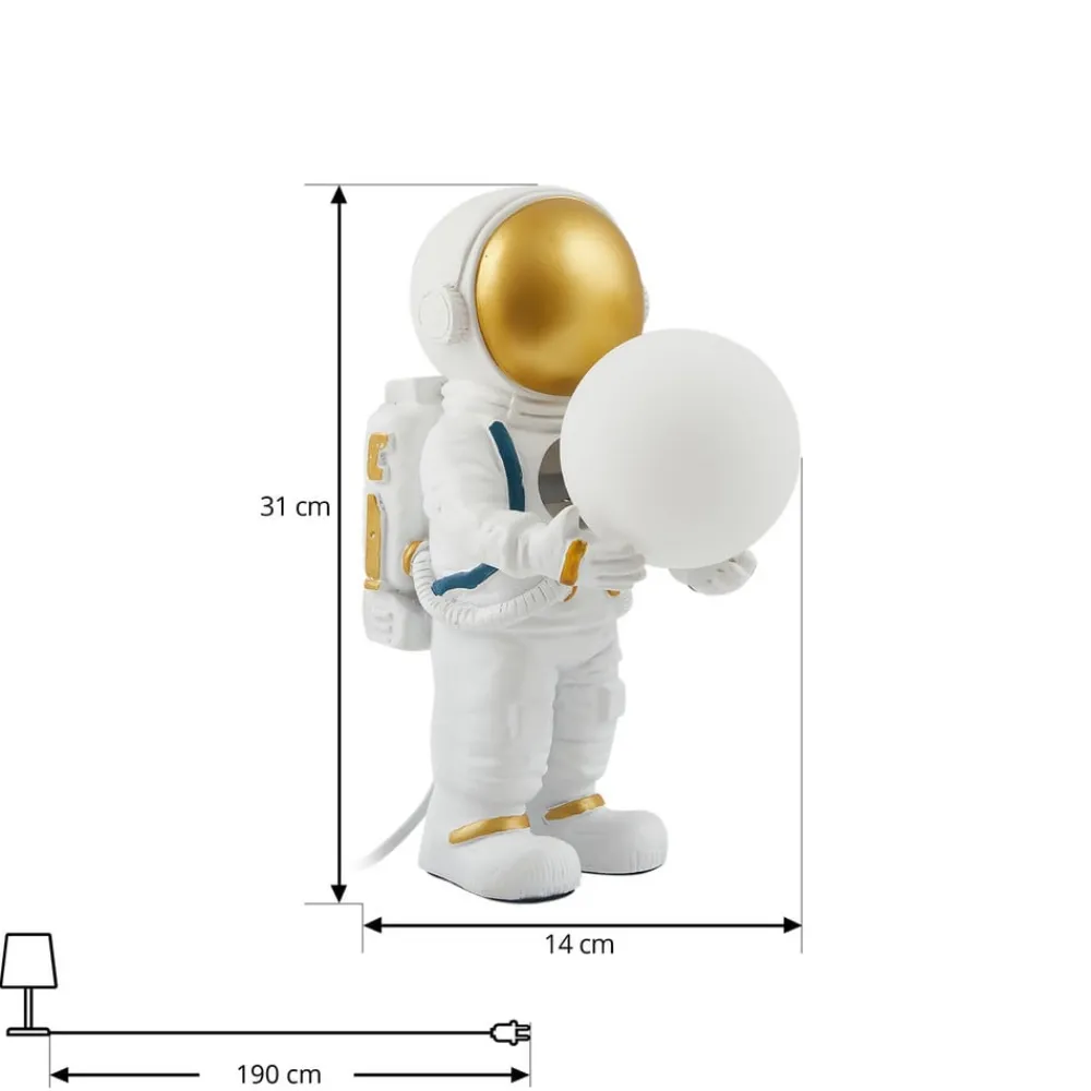 Lindby Bordlamper > Kosmo bordlampe, hvid/guld, keramik, glas