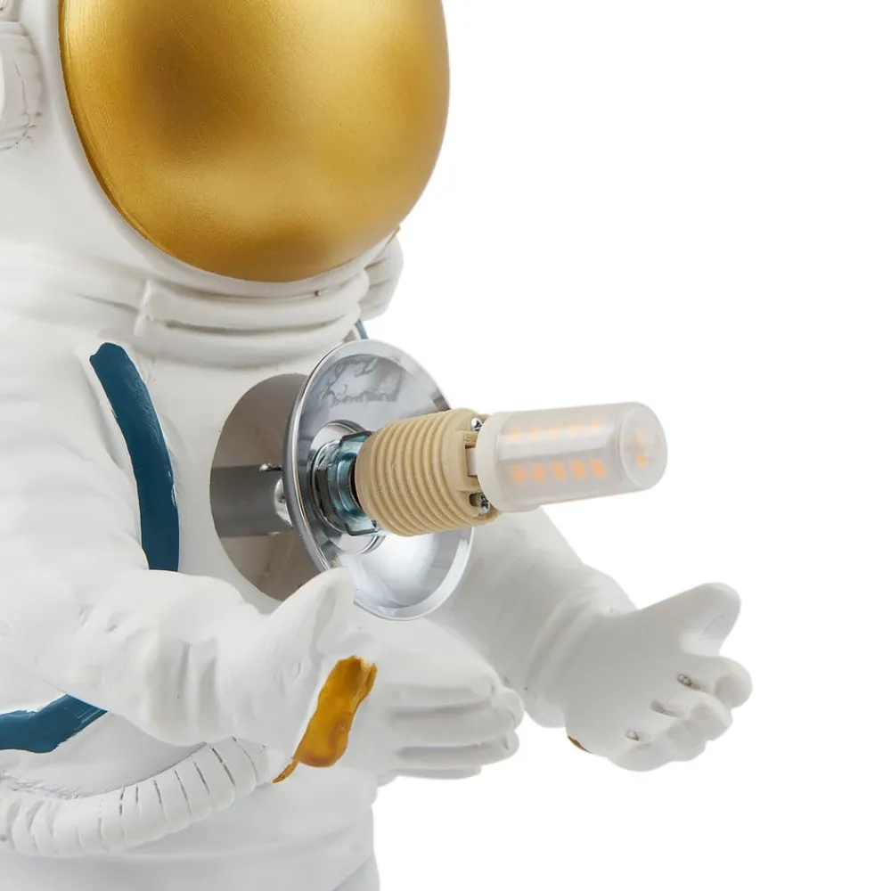 Lindby Bordlamper > Kosmo bordlampe, hvid/guld, keramik, glas