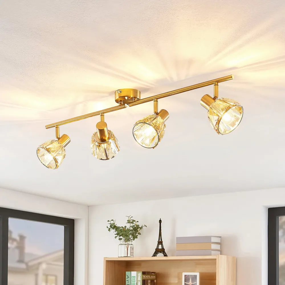 Gang|Loftlamper ^ Lindby Kosta loftlampe, 4 lyskilder, messing