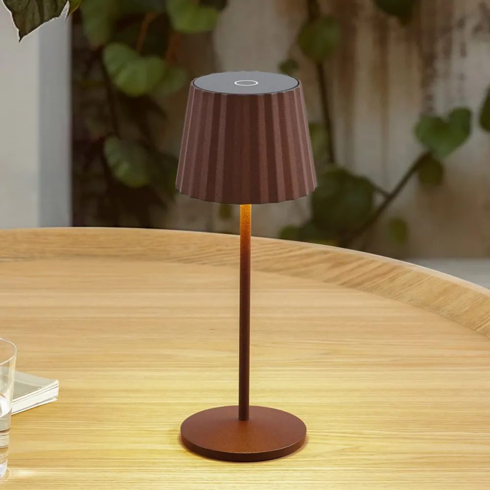 Dekorationsbelysning|Bordlamper ^ Lindby LED-batteridrevet bordlampe Esali, rustbrun, IP65