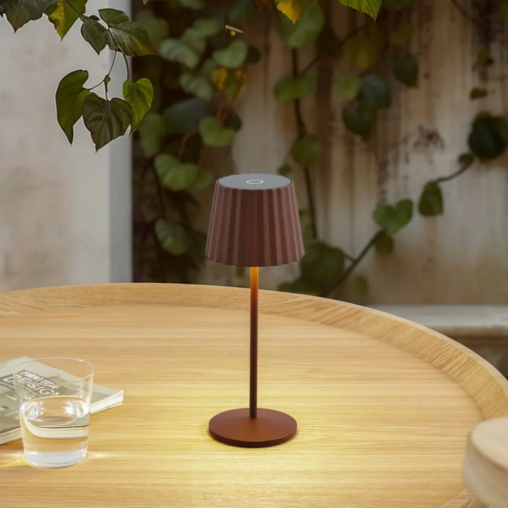 Dekorationsbelysning|Bordlamper ^ Lindby LED-batteridrevet bordlampe Esali, rustbrun, IP65