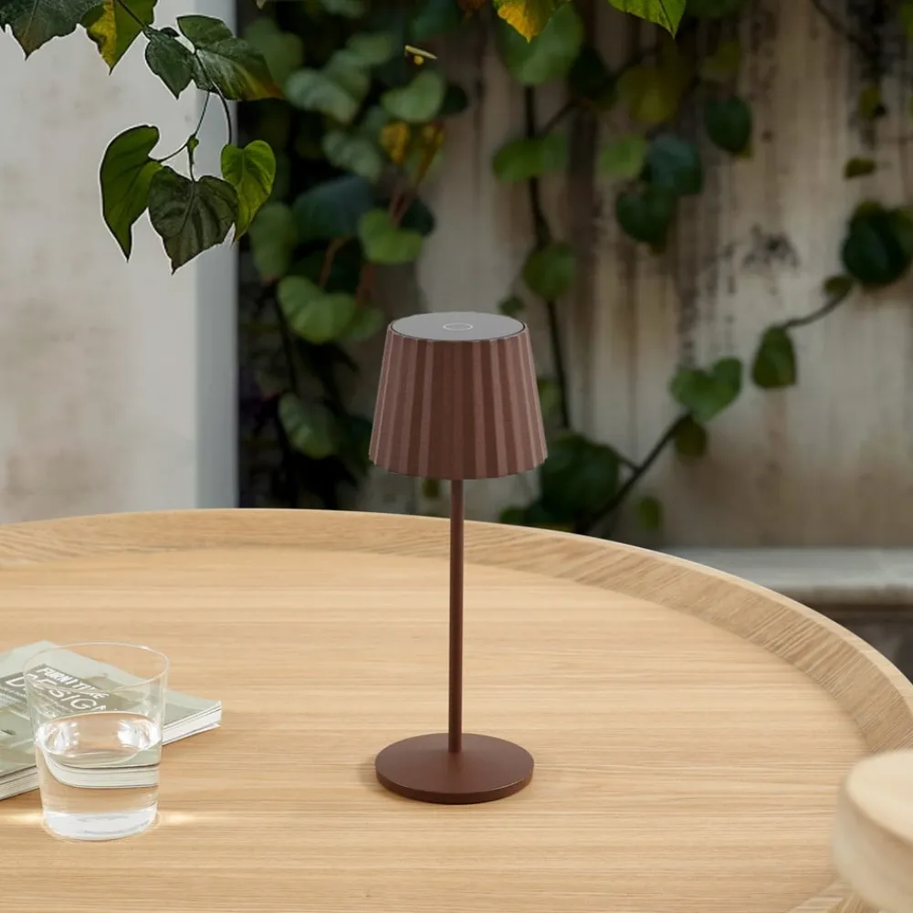 Dekorationsbelysning|Bordlamper ^ Lindby LED-batteridrevet bordlampe Esali, rustbrun, IP65