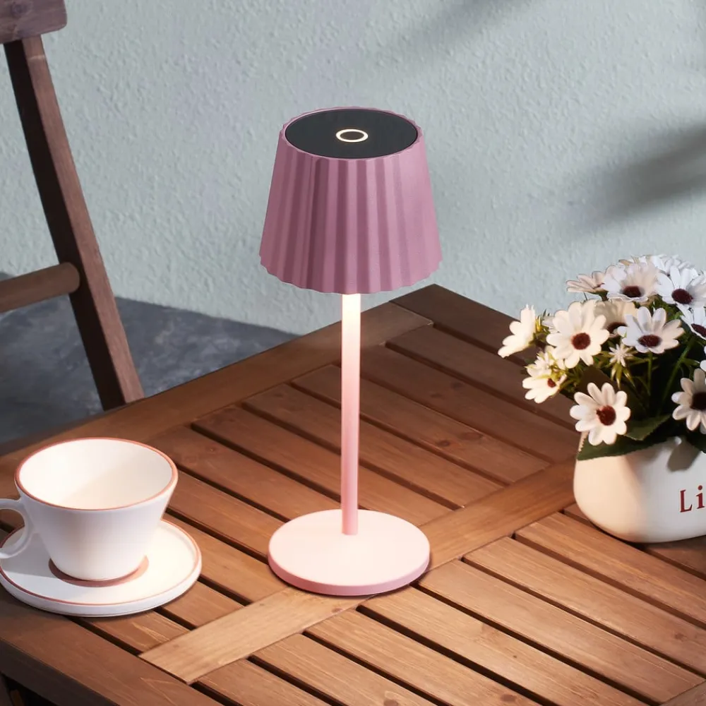 Lindby Dekorationsbelysning|Terrassebelysning > LED-batteridrevet bordlampe Esali, pink, metal, IP54
