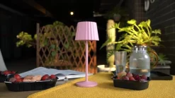 Lindby Dekorationsbelysning|Terrassebelysning > LED-batteridrevet bordlampe Esali, pink, metal, IP54