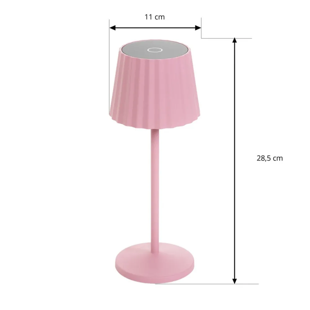 Lindby Dekorationsbelysning|Terrassebelysning > LED-batteridrevet bordlampe Esali, pink, metal, IP54