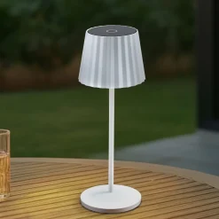 Lindby Dekorationsbelysning > LED-batteridrevet bordlampe Esali, hvid, riller, 29 cm