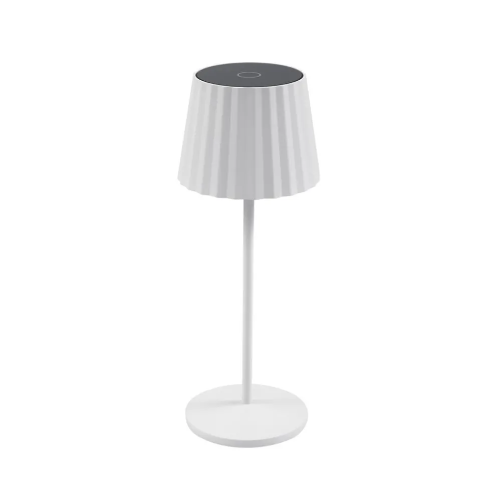 Lindby Dekorationsbelysning > LED-batteridrevet bordlampe Esali, hvid, riller, 29 cm