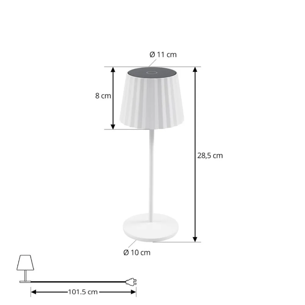 Lindby Dekorationsbelysning > LED-batteridrevet bordlampe Esali, hvid, riller, 29 cm