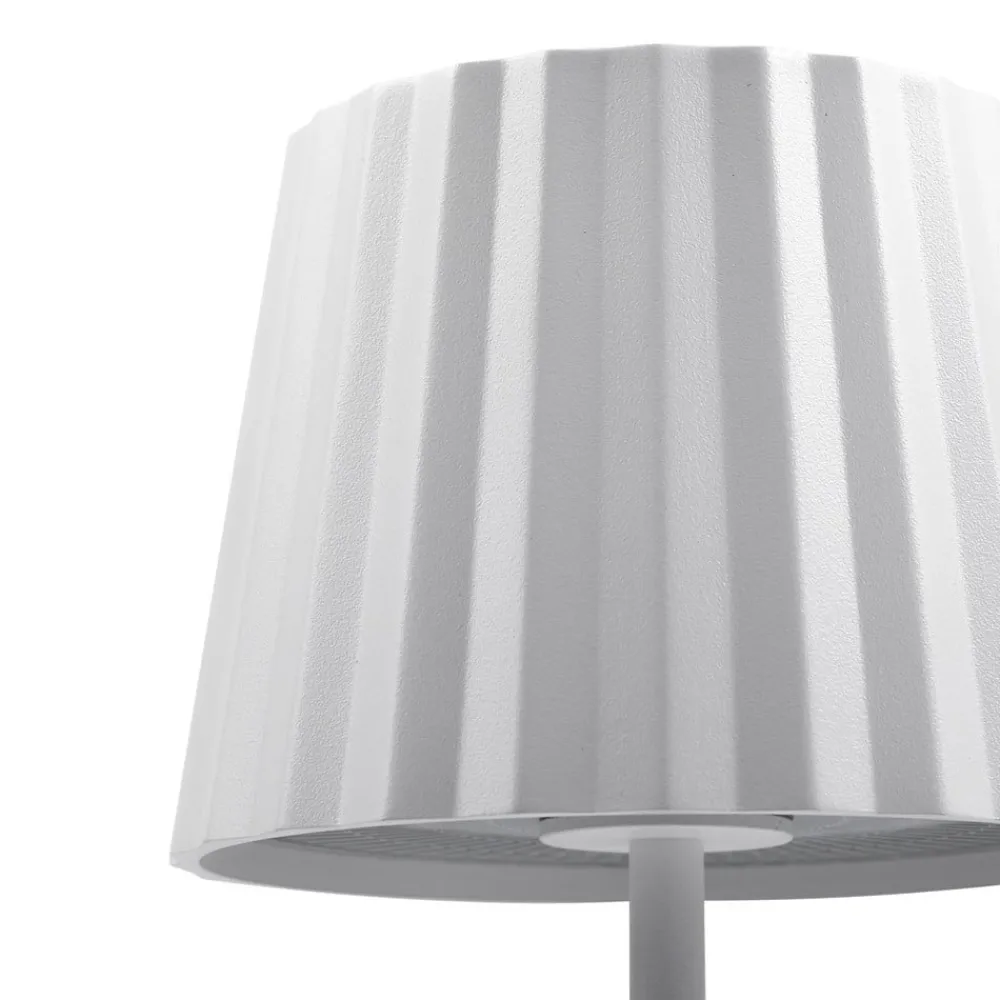 Lindby Dekorationsbelysning > LED-batteridrevet bordlampe Esali, hvid, riller, 29 cm