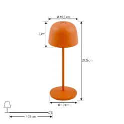 Dekorationsbelysning|Terrassebelysning ^ Lindby LED-bordlampe Arietty, orange, dæmpbar, IP65