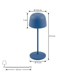 Dekorationsbelysning|Terrassebelysning ^ Lindby LED-bordlampe Arietty, blå, dæmpbar, IP65