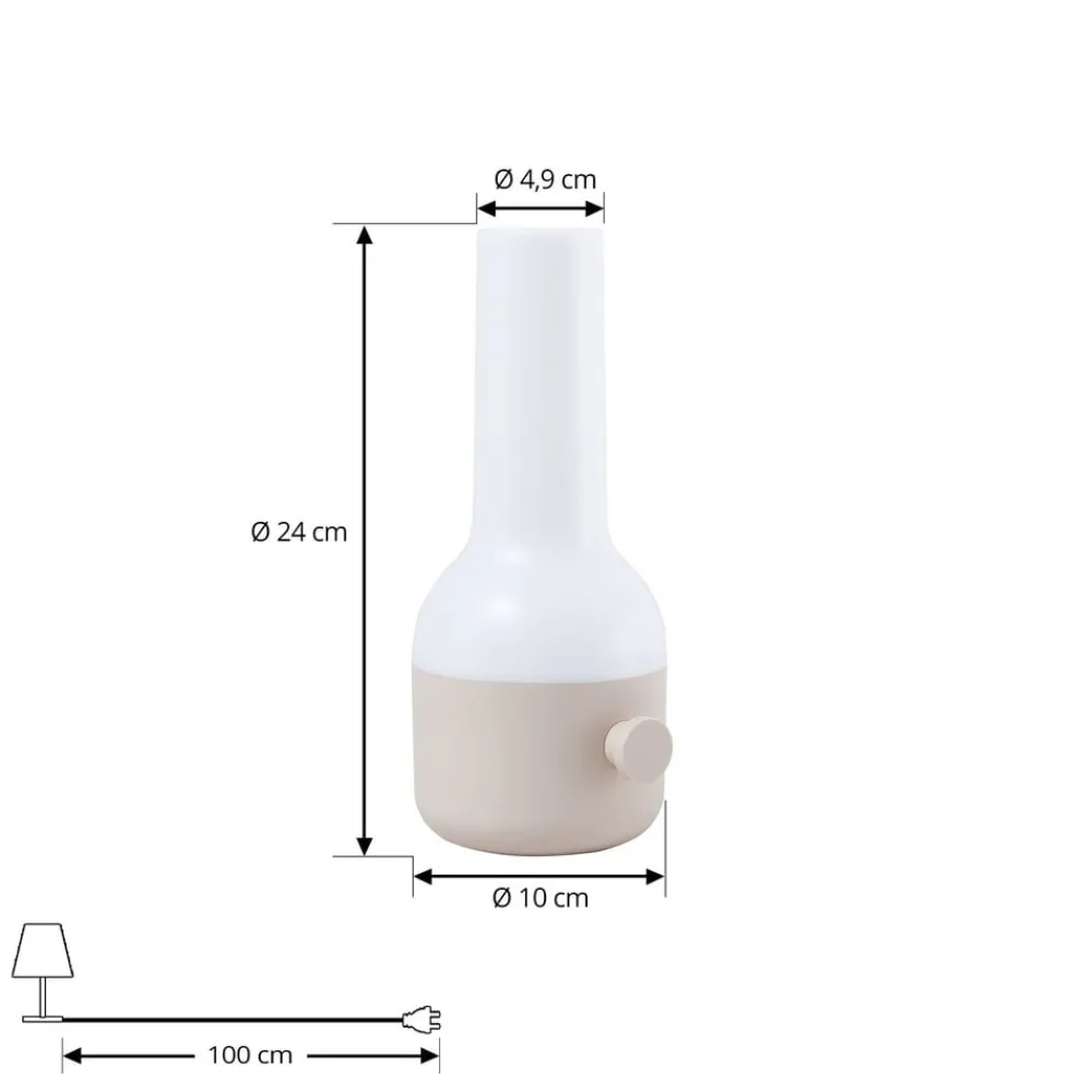 Lindby Dekorationsbelysning > LED-bordlampe Isaline, beige, dæmpbar, IP44
