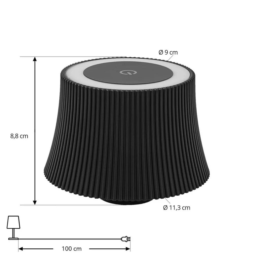 Lindby Terrassebelysning > LED-bordlampe Linor, sort, USB, touch-dimmer