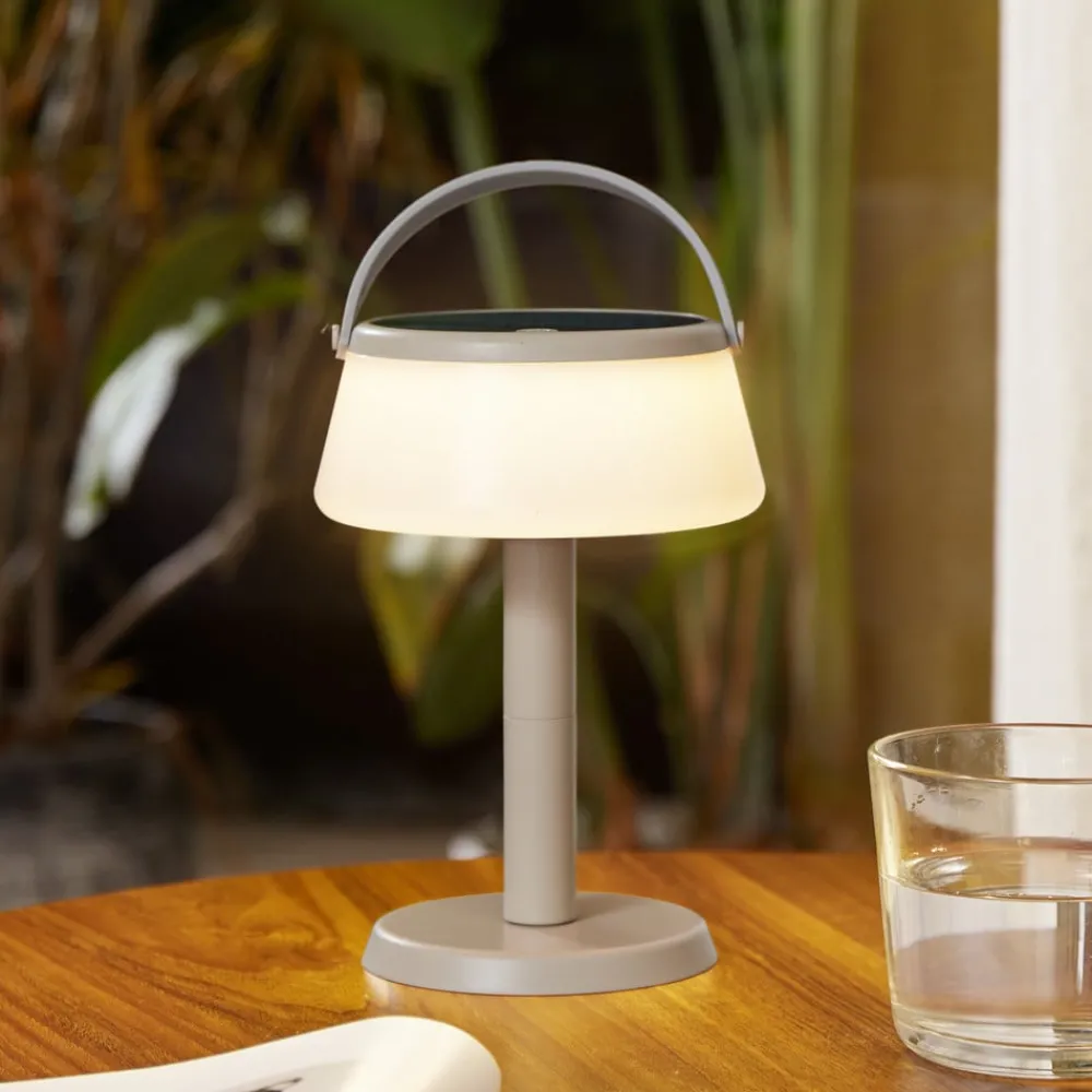 Solcellelamper ^ Lindby LED-bordlampe Mikkel, beige, dæmpbar, 7 cm