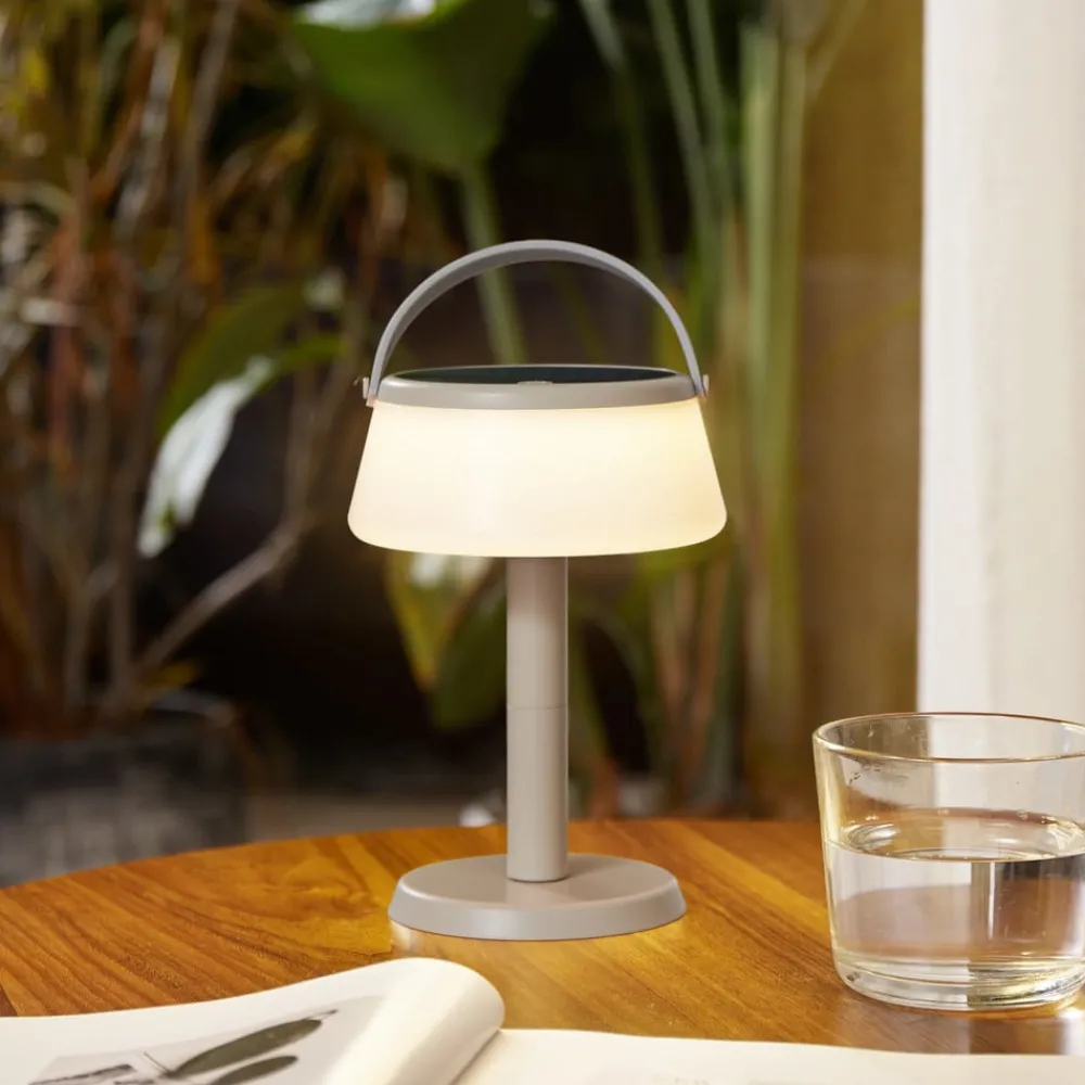 Solcellelamper ^ Lindby LED-bordlampe Mikkel, beige, dæmpbar, 7 cm