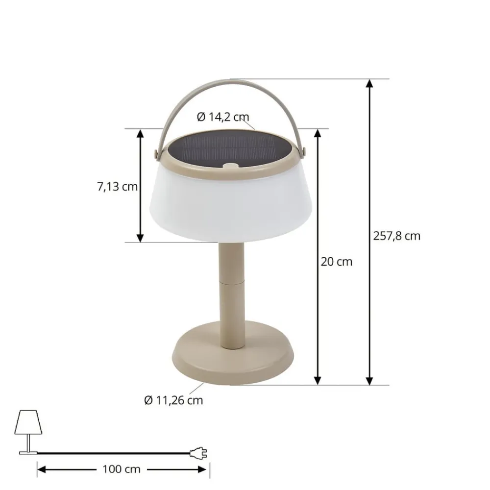 Solcellelamper ^ Lindby LED-bordlampe Mikkel, beige, dæmpbar, 7 cm