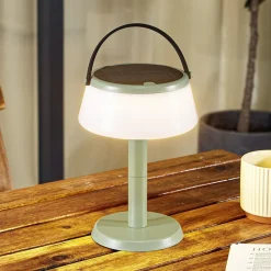 Lindby Dekorationsbelysning|Solcellelamper > LED-bordlampe Mikkel, grøn, dæmpbar