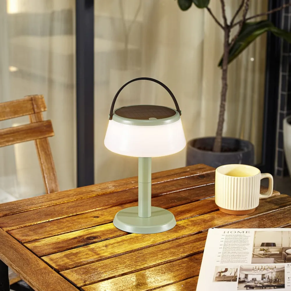 Lindby Dekorationsbelysning|Solcellelamper > LED-bordlampe Mikkel, grøn, dæmpbar