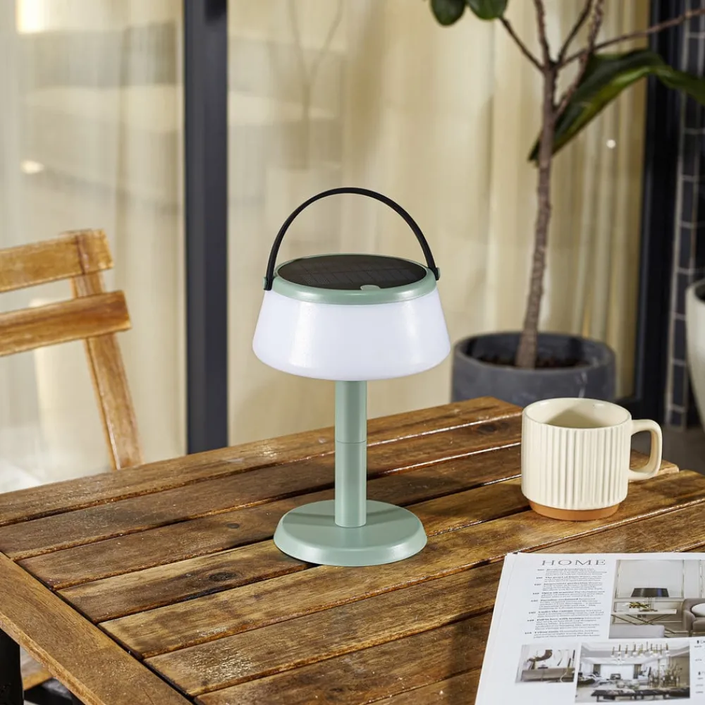 Lindby Dekorationsbelysning|Solcellelamper > LED-bordlampe Mikkel, grøn, dæmpbar