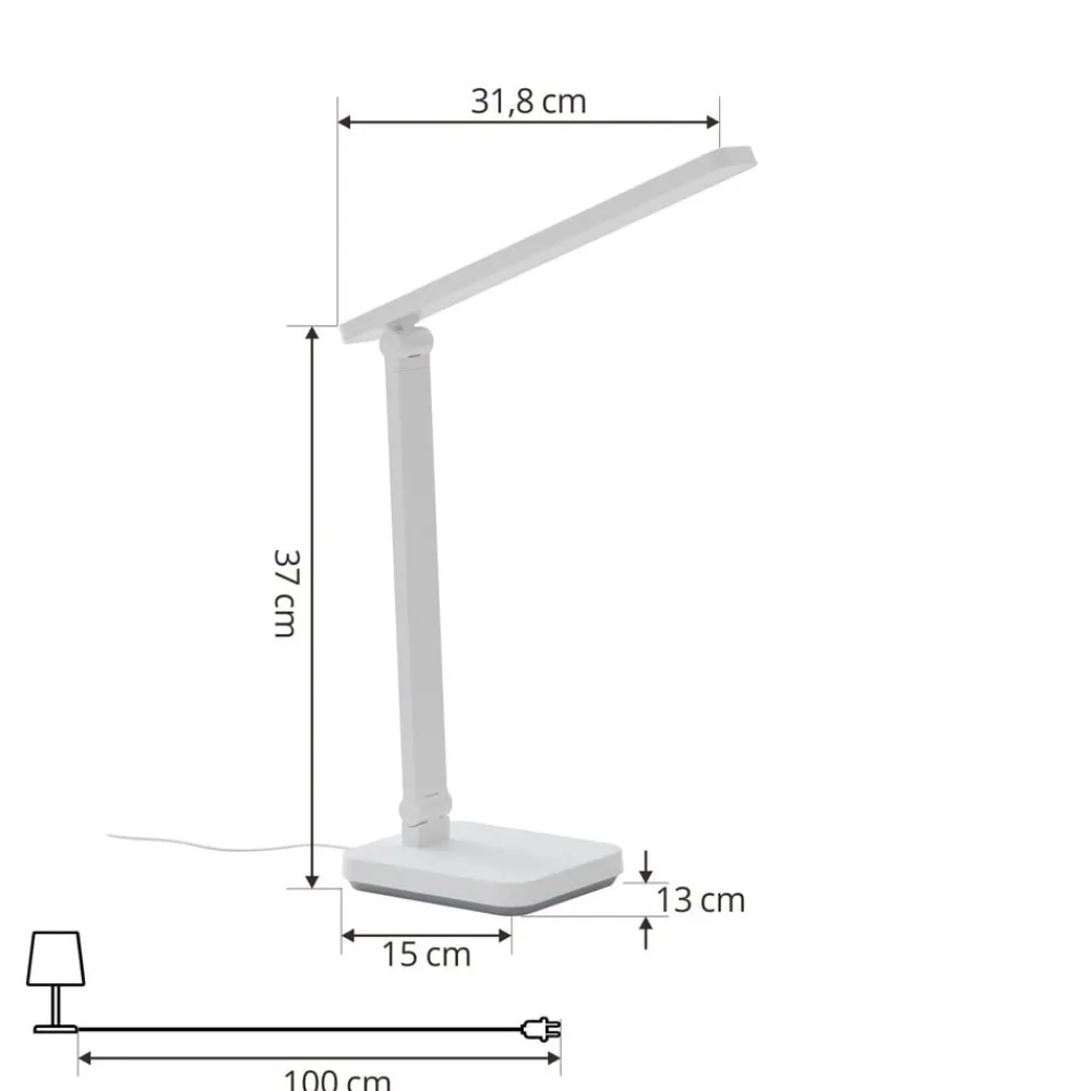Lindby Arbejdsrum/Kontor > LED-bordlampe Rylas, hvid, USB, CCT
