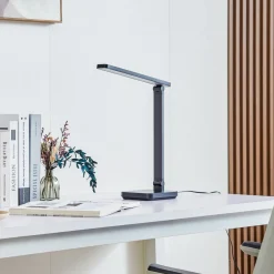 Lindby Arbejdsrum/Kontor|Bordlamper > LED-bordlampe Rylas, sort, USB, CCT