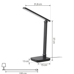 Lindby Arbejdsrum/Kontor|Bordlamper > LED-bordlampe Rylas, sort, USB, CCT