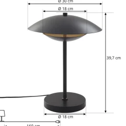 Lindby Pendellamper|Bordlamper > LED-bordlampe Tiama, metal, sort/guld, Ø 30 cm