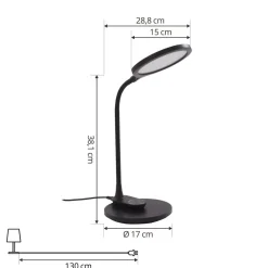 Lindby Arbejdsrum/Kontor|Bordlamper > LED-bordlampe Valtaria, sort, CCT, dæmpbar