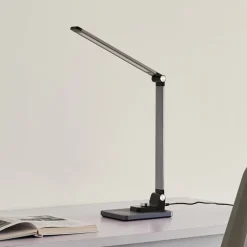 Bordlamper ^ Lindby LED-bordlampe Valtaris, grå, aluminium, CCT, dæmpbar
