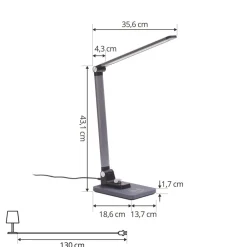 Bordlamper ^ Lindby LED-bordlampe Valtaris, grå, aluminium, CCT, dæmpbar