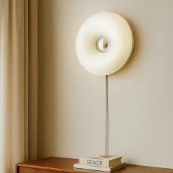 Væglamper|Væglamper ^ Lindby LED-bord-/væglampe Fjora, hvid/krom, Ø 30 cm, dæmpbar