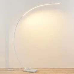 Lindby Gulvlamper > LED-buelampe Kendra, hvid, aluminium, højde 180 cm