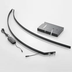 Lindby Pendellamper|Gulvlamper > LED-buelampe Kendra, sort, aluminium, højde 180 cm