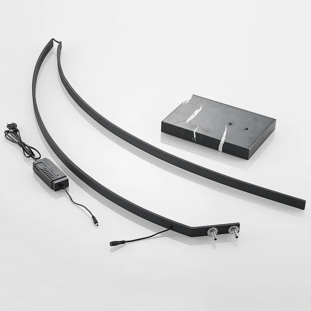 Lindby Pendellamper|Gulvlamper > LED-buelampe Kendra, sort, aluminium, højde 180 cm