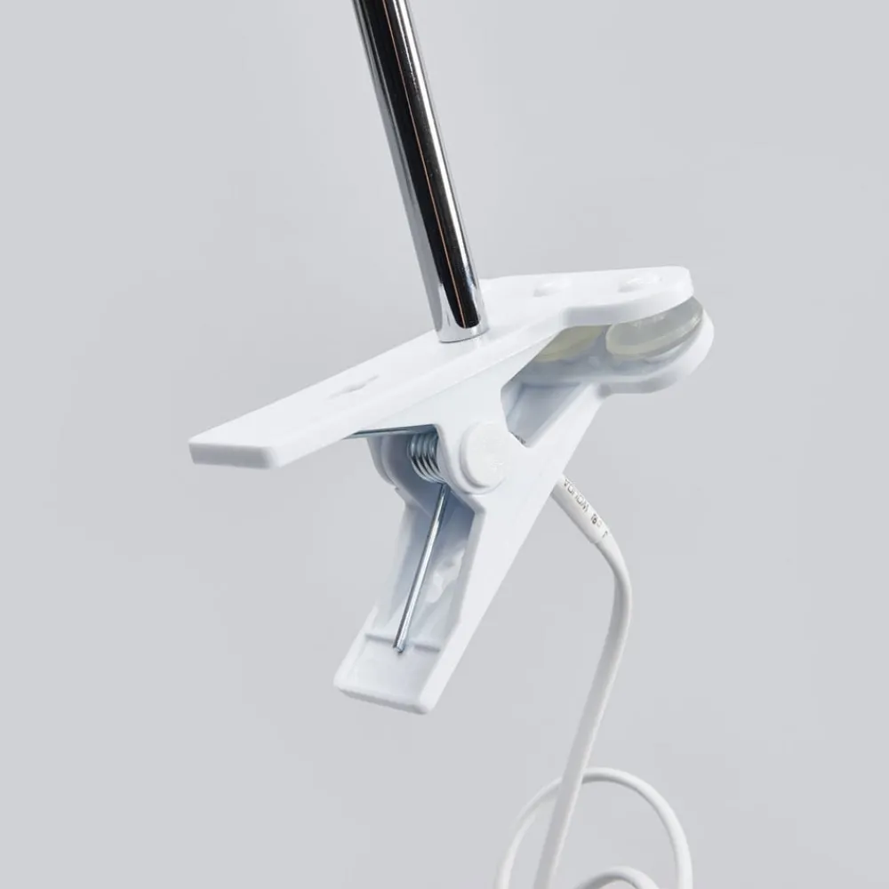 Bordlamper ^ Lindby LED clip-on bordlampe Milow, hvid, metal, 36 cm høj
